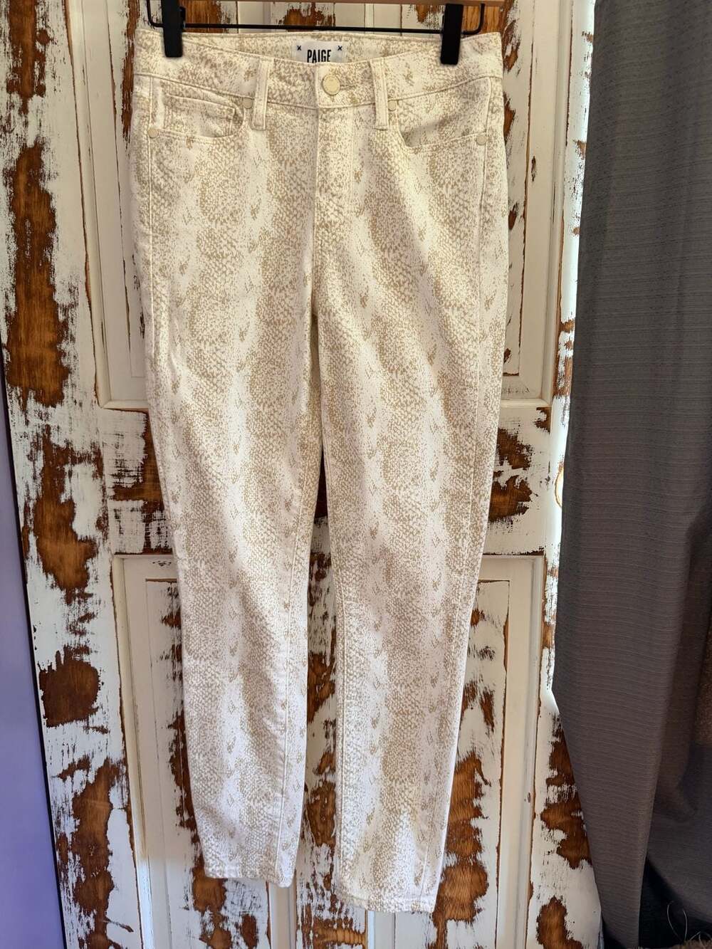 PAIGE Hoxton Ankle Skinny Edgy Reptile Print Jeans Size 26